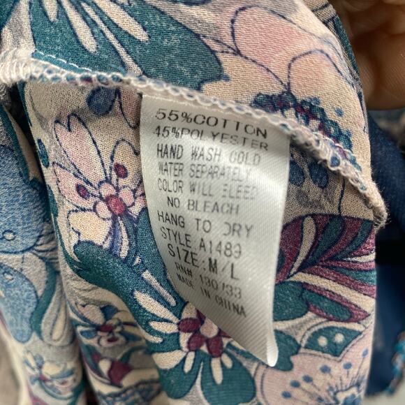 Umgee‎ Kimono Size M/L Floral Fringe Indie Boho Chic Fairy Grunge Festival - Picture 8 of 13